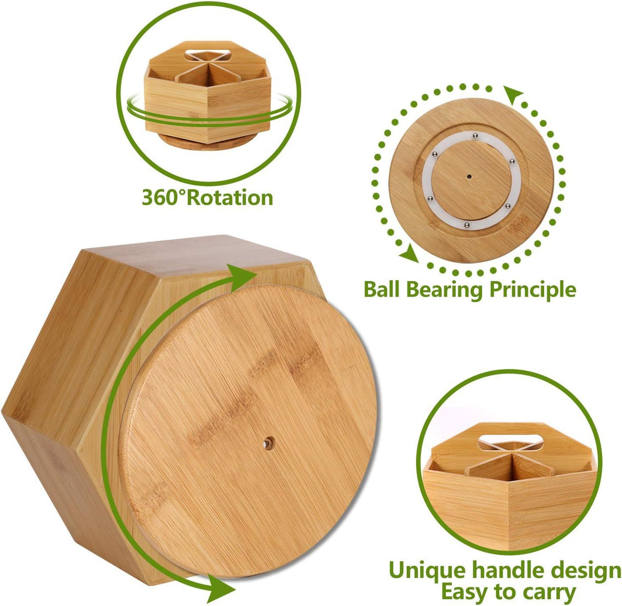 Hexagonal Bamboo Pencil Holder 360 Degree Rotating