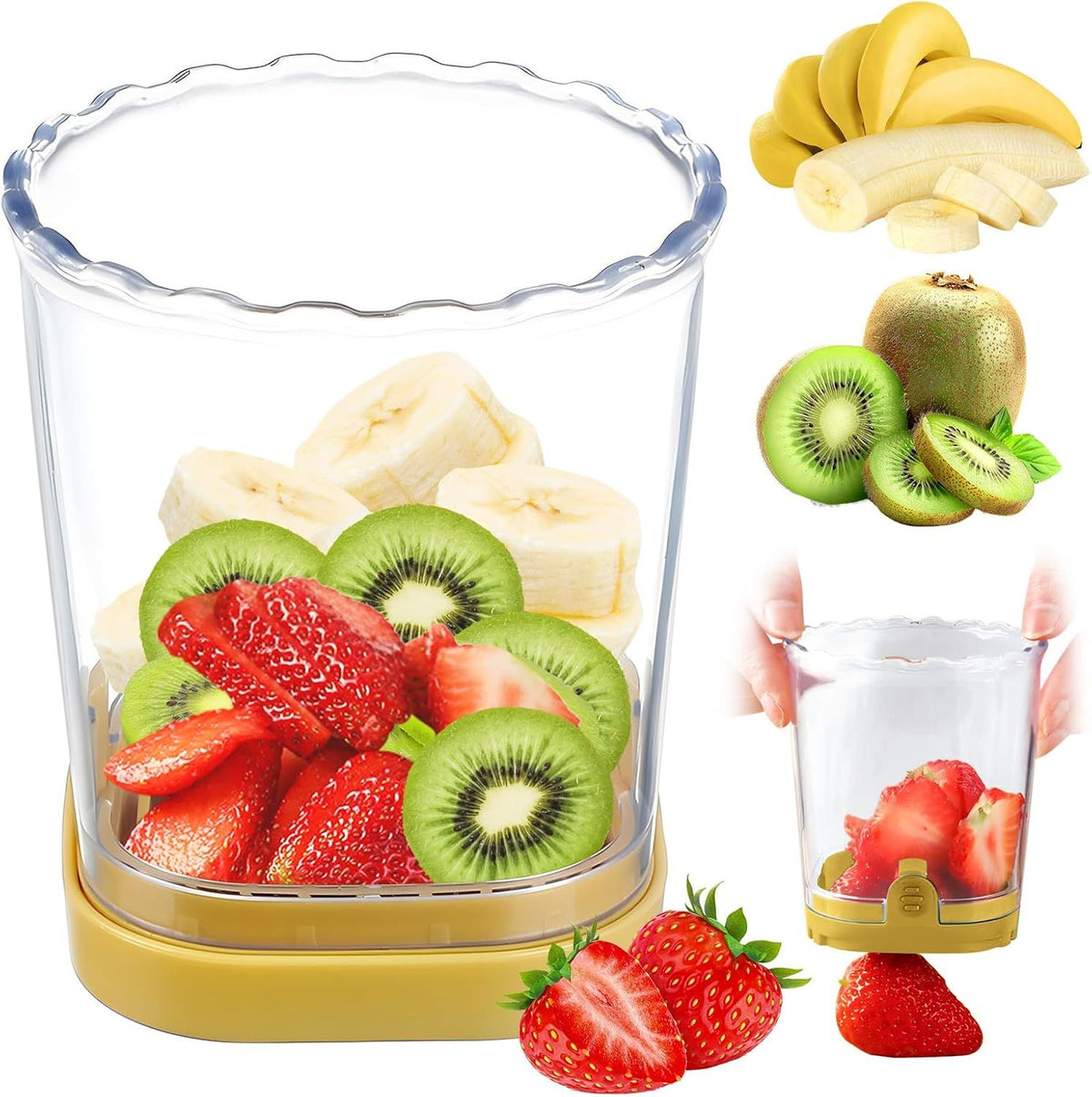 Stainless Steel Fruit and Vegetable Slicer with Pressure Plate Yellow