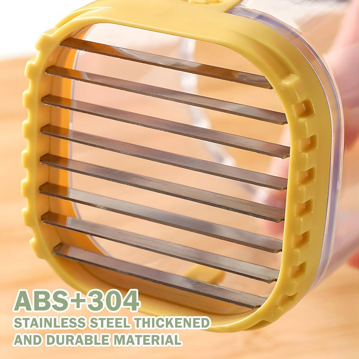 Stainless Steel Fruit and Vegetable Slicer with Pressure Plate Yellow