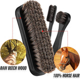 4 Piece Horsehair Shoe Polish Set with Brushes and Microfiber Cloth Black - Front View