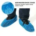 100 Piece Disposable Nonwoven Shoe Covers Blue, Fits up to EU 45