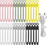 30 Piece Reusable Silicone Cable Ties 6 Colors