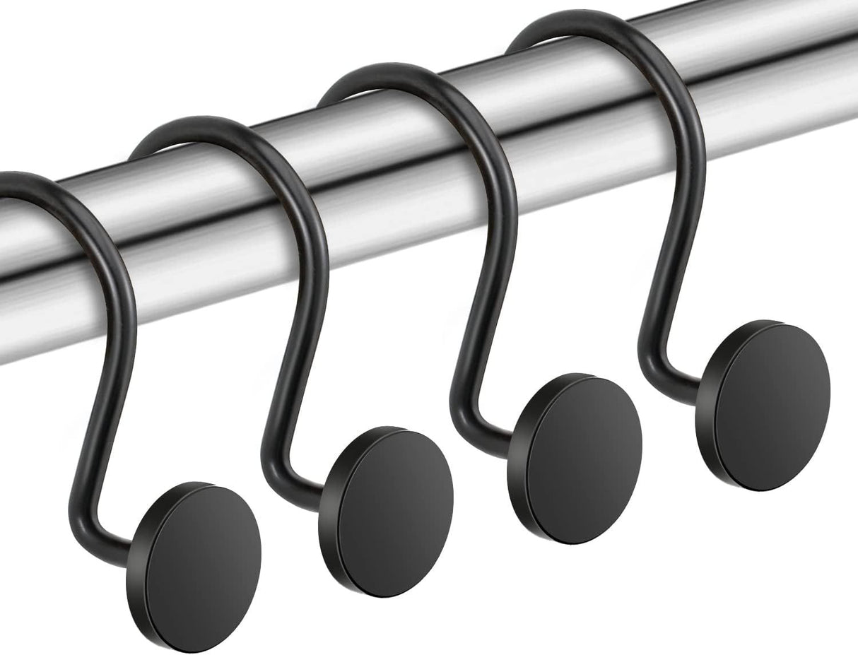 12 Piece Stainless Steel S Shaped Shower Curtain Hooks Black