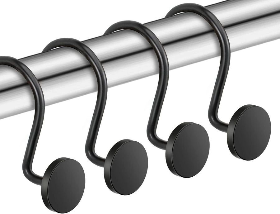 12 Piece Stainless Steel S Shaped Shower Curtain Hooks Black