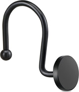 12 Piece Stainless Steel S Shaped Shower Curtain Hooks Black - Front View