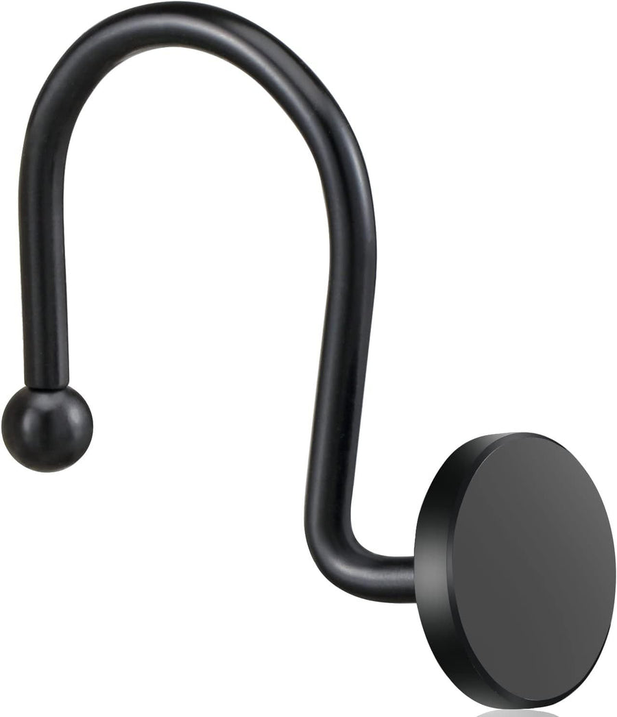 12 Piece Stainless Steel S Shaped Shower Curtain Hooks Black