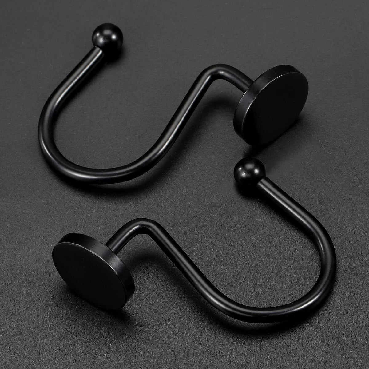 12 Piece Stainless Steel S Shaped Shower Curtain Hooks Black