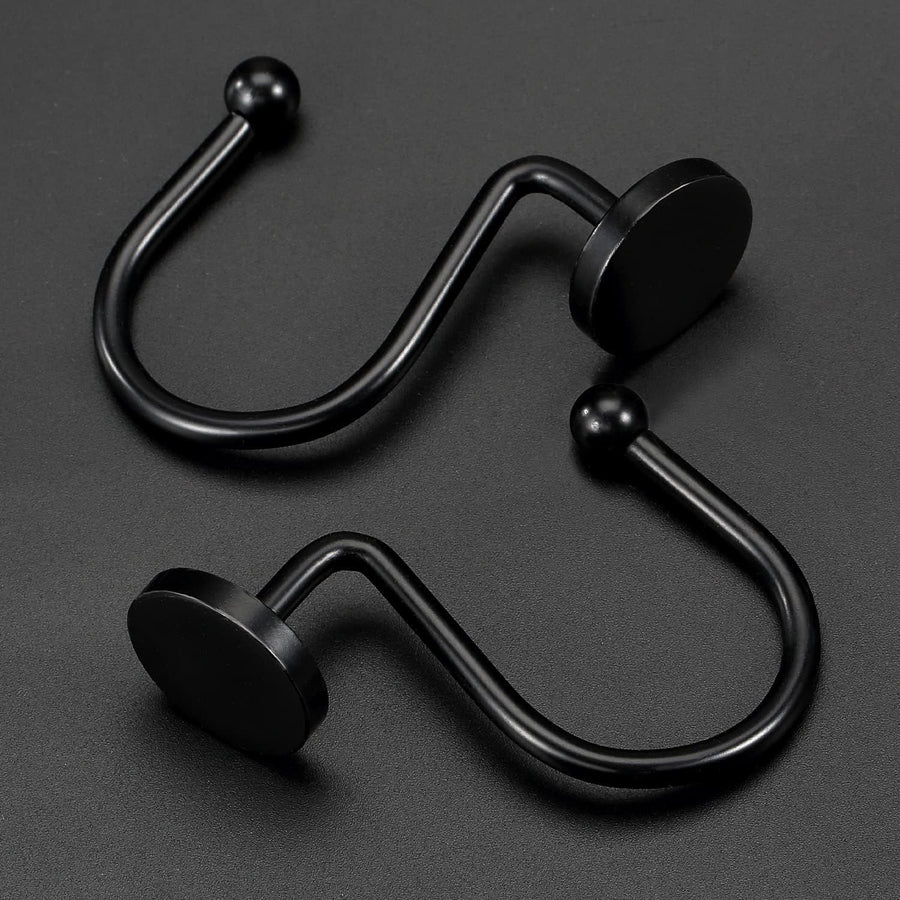 12 Piece Stainless Steel S Shaped Shower Curtain Hooks Black