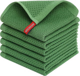 6 Piece Cotton Waffle Cloth Set Olive Green, 30 x 30 cm