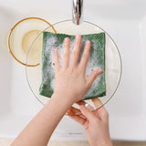 6 Piece Cotton Waffle Cloth Set Olive Green, 30 x 30 cm - Top-Down View