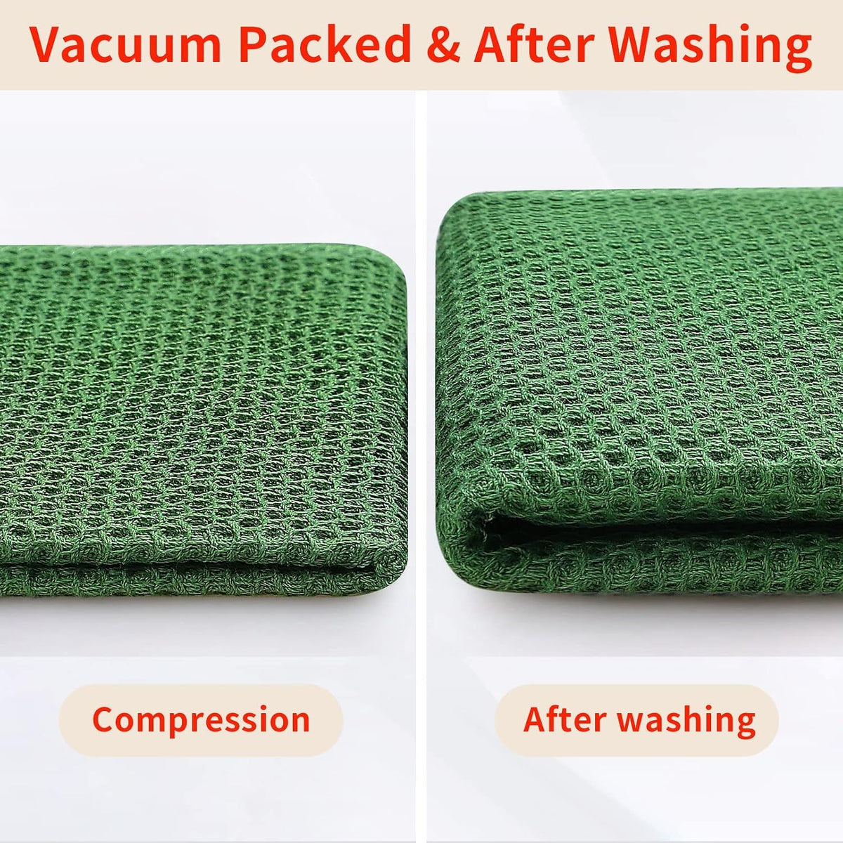 6 Piece Cotton Waffle Cloth Set Olive Green, 30 x 30 cm