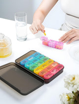 7 Day Pill Box 3 Compartments per Day Black - Front View