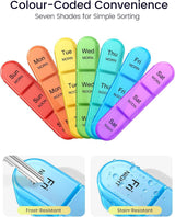 7 Day Pill Box 3 Compartments per Day Black - 45-Degree Angle
