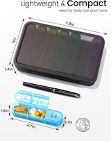 7 Day Pill Box 3 Compartments per Day Black - Close-Up Angle