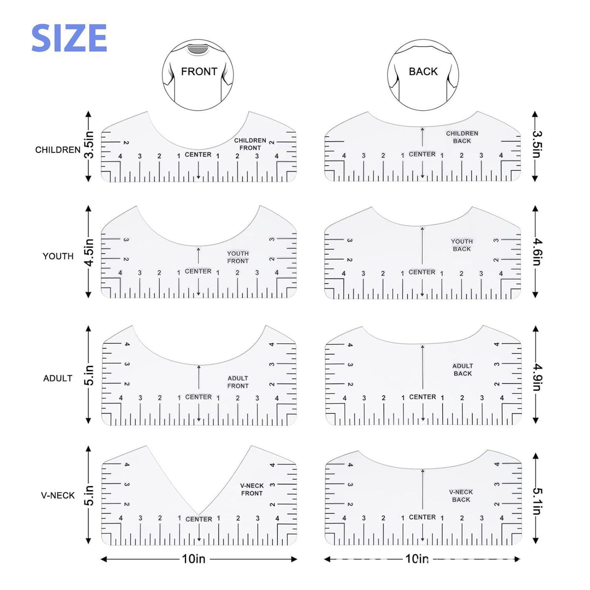 8 Piece Sublimation Tool Set with 3 T Shirt Rulers and Teflon Sheets, 12 x 16 Inch