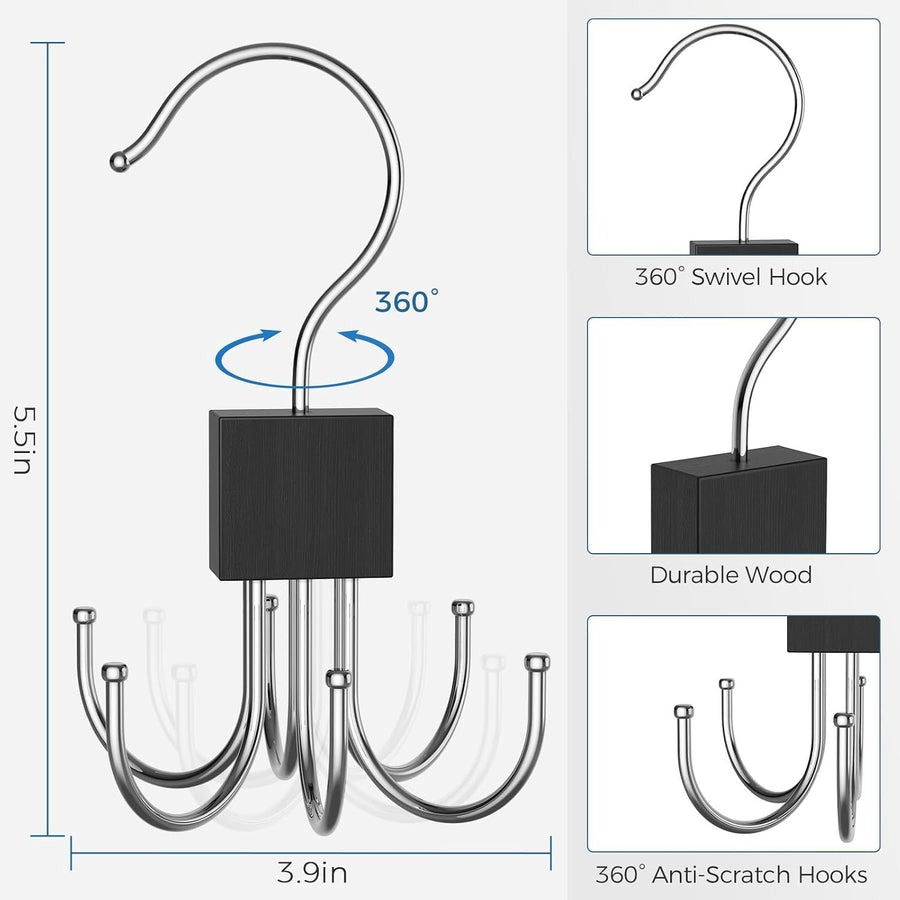 3 Piece Rotating Belt Hanger Holds up to 24 Belts