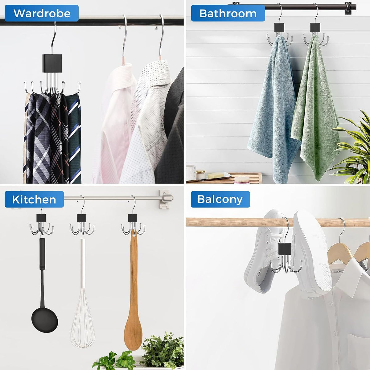 3 Piece Rotating Belt Hanger Holds up to 24 Belts