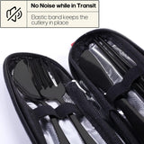 5 Piece Travel Cutlery Set 18 10 Stainless Steel with Case Black
