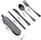 5 Piece Travel Cutlery Set 18 10 Stainless Steel with Case Black - Rear View