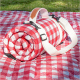 Waterproof Picnic Blanket Foldable Red for 6 to 8 People, 203 x 203 cm