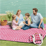 Waterproof Picnic Blanket Foldable Red for 6 to 8 People, 203 x 203 cm - Top-Down View