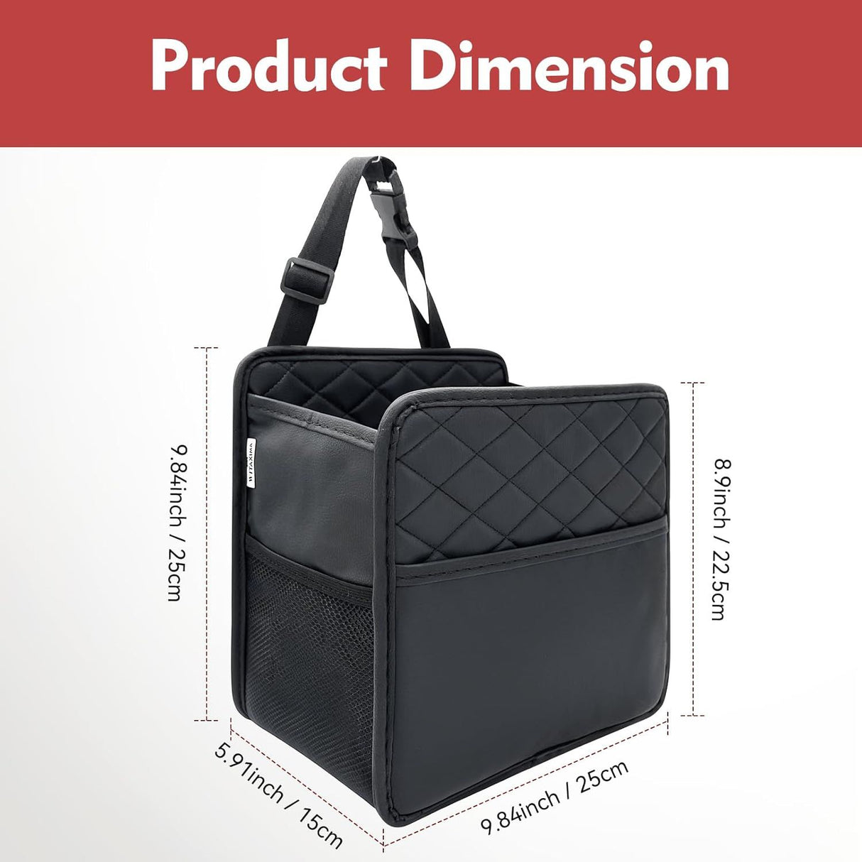2 Piece Car Trash Can Organizer PU Leather, 8 L