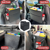 2 Piece Car Trash Can Organizer PU Leather, 8 L