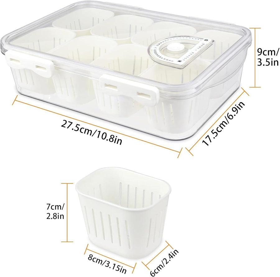 Snackle Box with Lid 8 Compartments for Snacks and Fruit