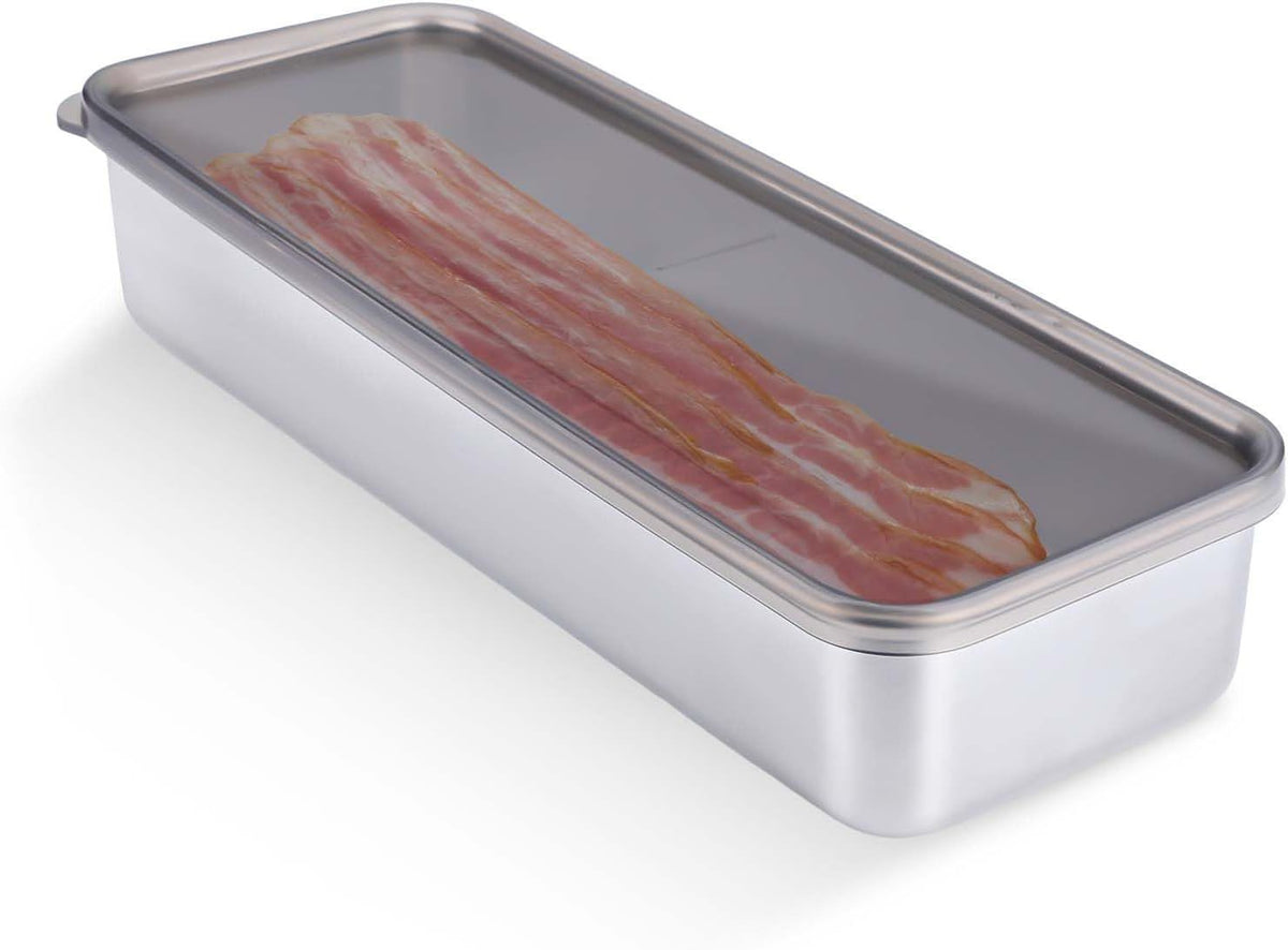 304 Stainless Steel Bacon Storage Box Airtight, 1 Pound