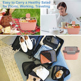 Salad Lunch Container 3 Compartments with Sauce Cup Pink, 1.5 L - Rear View