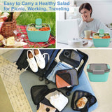 Salad Lunch Container 3 Compartments with Sauce Cup Vegetable Print, 1.5 L - Rear View