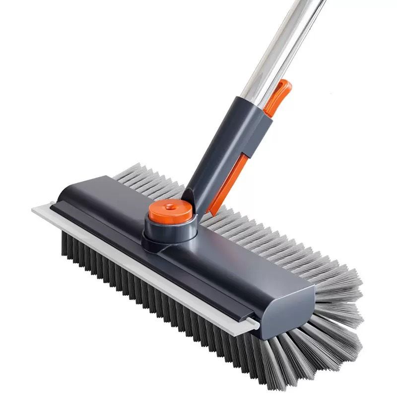 Floor Scrubber 3 in 1 with Long Handle 360 Degree Swivel Head Grey