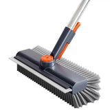 Floor Scrubber 3 in 1 with Long Handle 360 Degree Swivel Head Grey - Front View