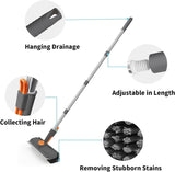 Floor Scrubber 3 in 1 with Long Handle 360 Degree Swivel Head Grey