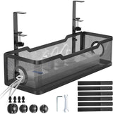 No Drill Metal Desk Cable Tray Black, 34 cm