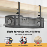 No Drill Metal Desk Cable Tray Black, 34 cm