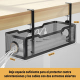 No Drill Metal Desk Cable Tray Black, 34 cm