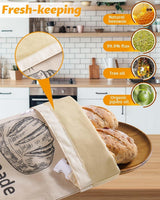1 Piece Beeswax Bread Bag Organic Linen Beige, 43 x 32 cm
