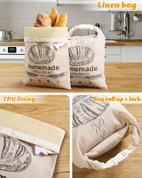 1 Piece Beeswax Bread Bag Organic Linen Beige, 43 x 32 cm