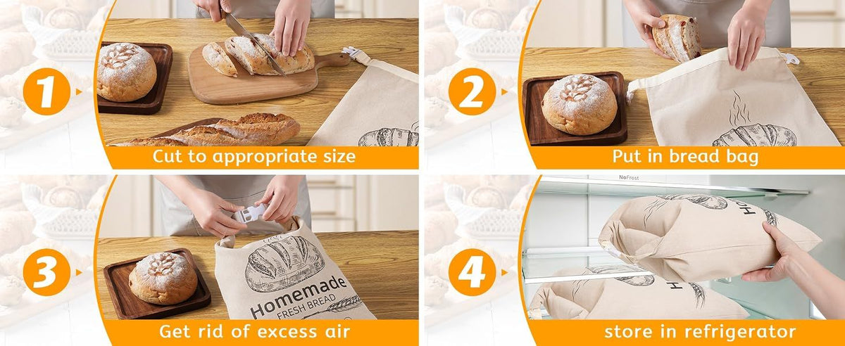 1 Piece Beeswax Bread Bag Organic Linen Beige, 43 x 32 cm