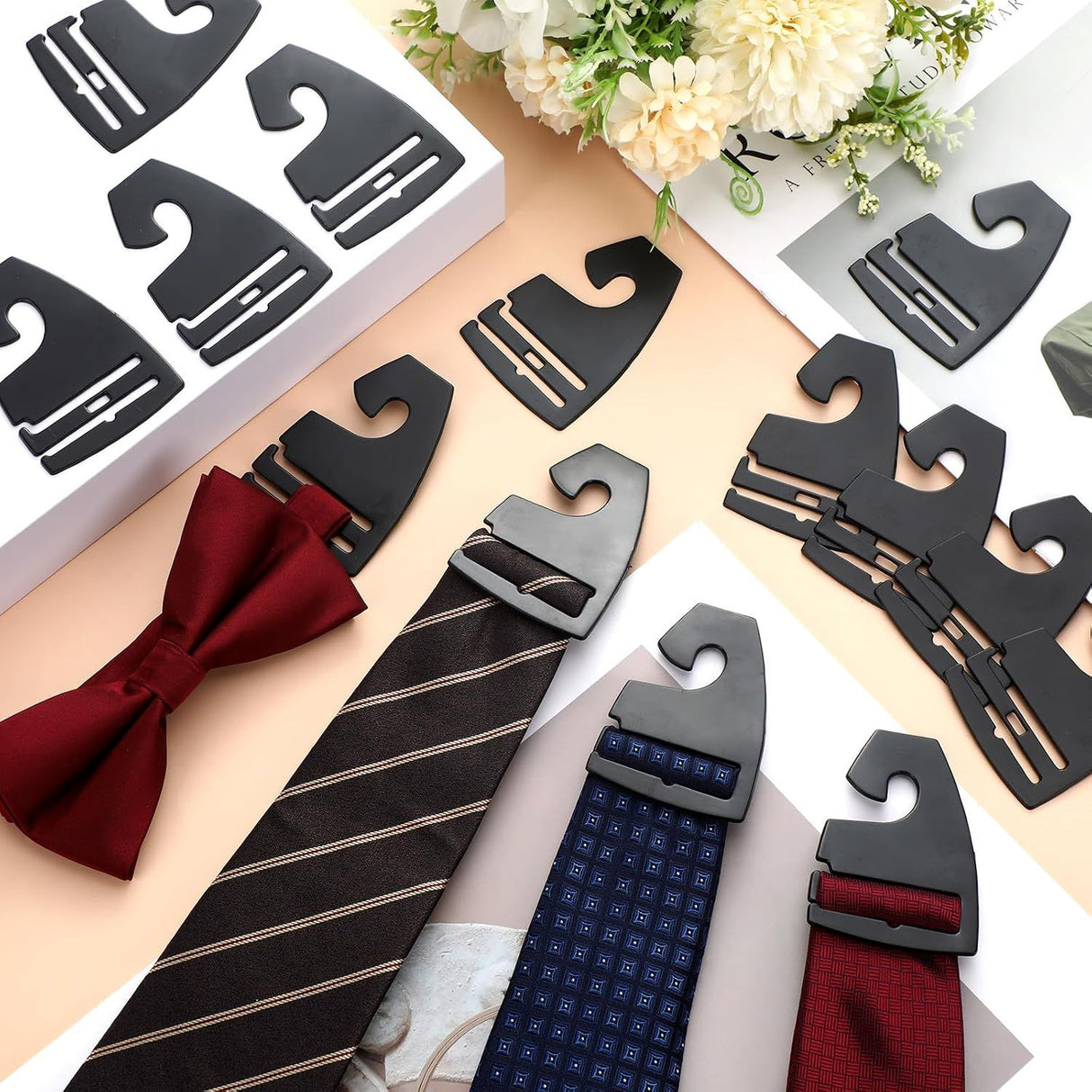100 Piece Black Plastic Tie Hooks, 7 x 5 cm