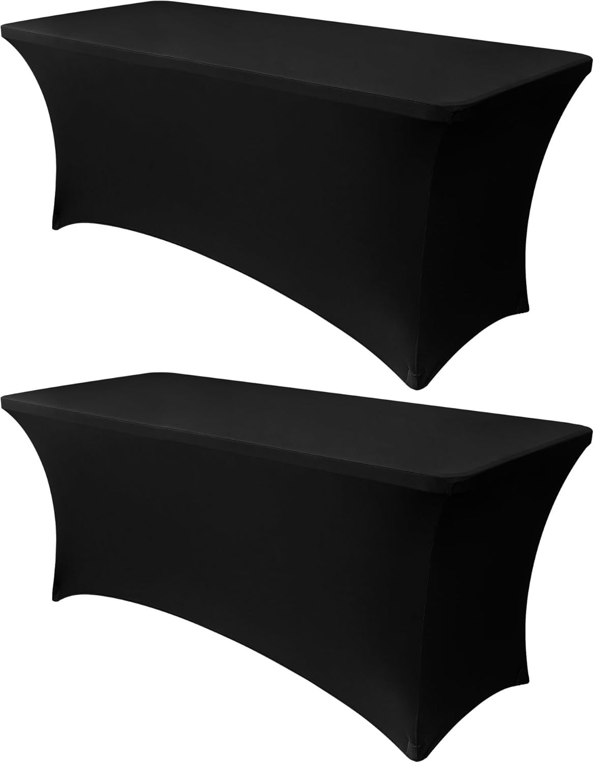 2 Piece Stretch Tablecloth Spandex Black, 183 x 75 x 75 cm