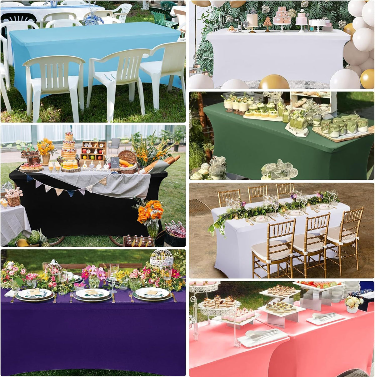 2 Piece Stretch Tablecloth Spandex Black, 183 x 75 x 75 cm