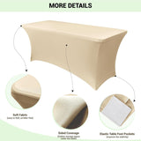 2 Piece Stretch Tablecloth Spandex Champagne, 183 x 75 x 75 cm - Side View