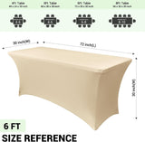 2 Piece Stretch Tablecloth Spandex Champagne, 183 x 75 x 75 cm - Top-Down View