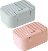 2 Piece Travel Soap Dish Set with Lid Leakproof - Close-Up Angle
