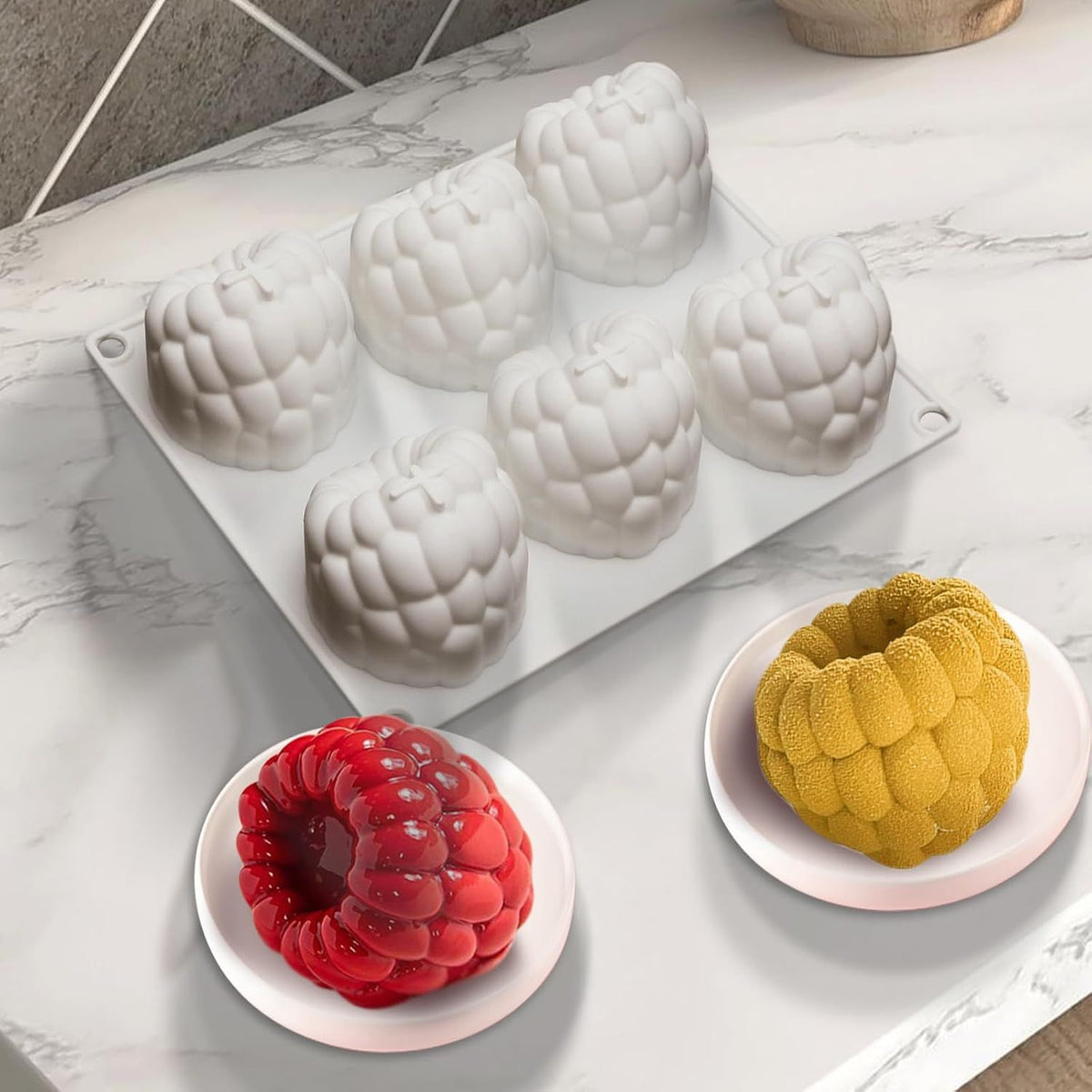 Silicone Raspberry and Blackberry Baking Mold 8 Compartments Red