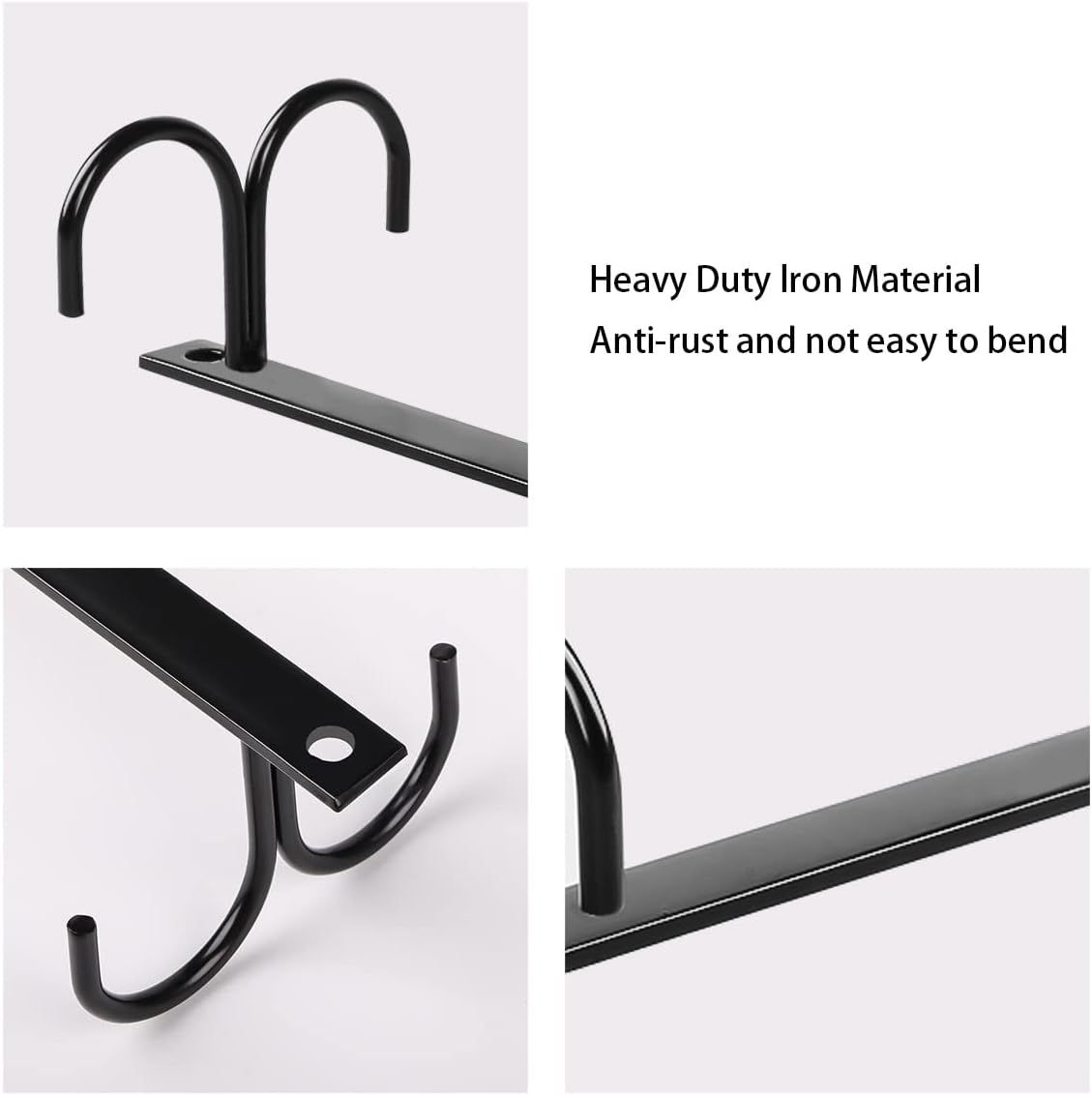 2 Piece Under Cabinet Mug Holder 8 Hooks Black