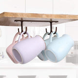 2 Piece Under Cabinet Mug Holder 8 Hooks Black - Close-Up Angle