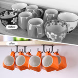 2 Piece Under Cabinet Mug Holder 8 Hooks Black - Low Angle